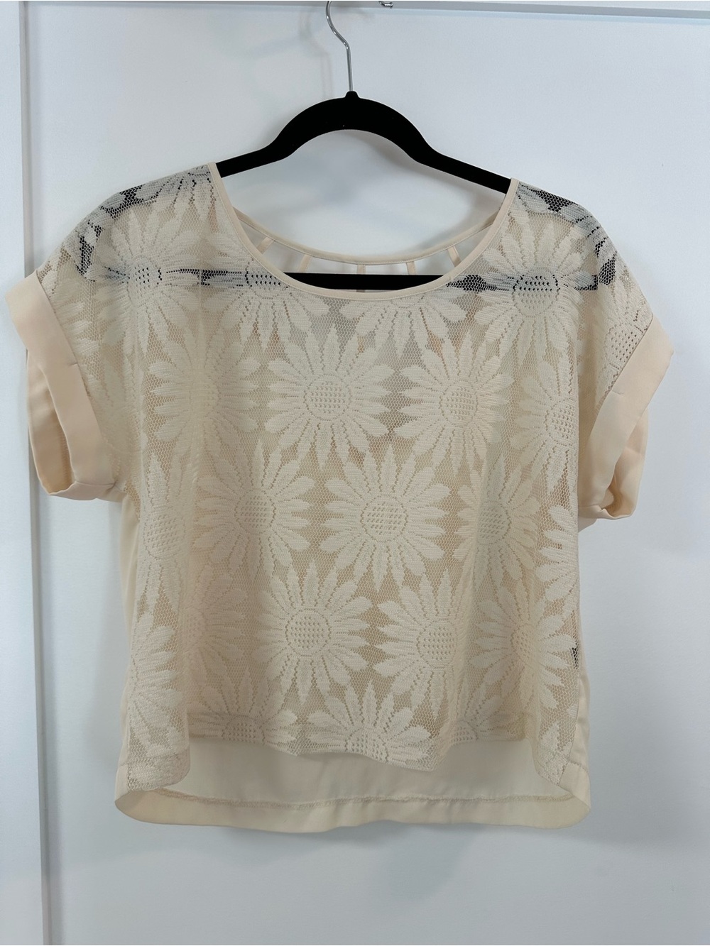 Sheer daisy print lace top